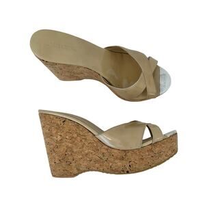Jimmy Choo Cork Platform Wedge Slip-On Sandals Shoes Brown | IT 41 (US 11)